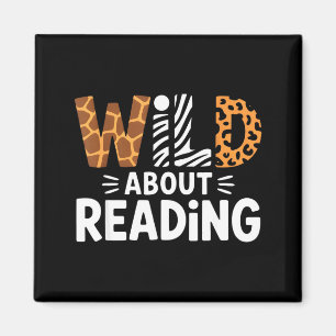 Süß wild auf Lesen Safari-Tier Bücherwurm Magnet