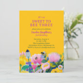 Süß zur dritten bunten Geburtstag Einladung (Stehend Vorderseite)