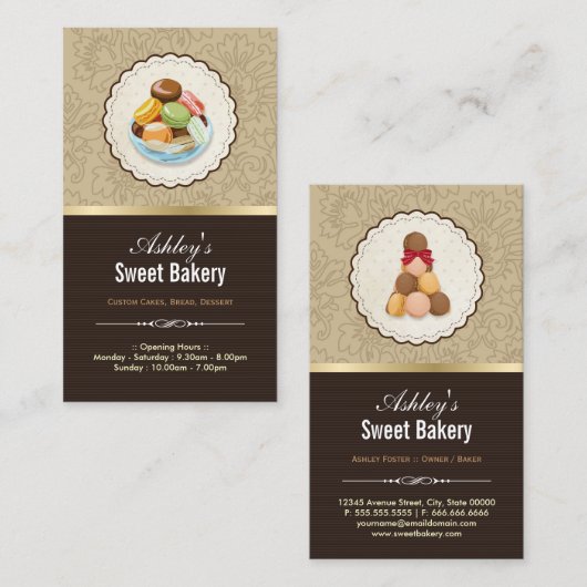 Süßbäckerei Boutique - Französisch-Pariser Macaron Visitenkarte (Vorne/Hinten)