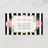 Süßbäckerei Cupcakes Gold Rosa Blütenstreifen Visitenkarte (Rückseite)