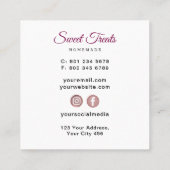 Süßbäckerei Quadratische Visitenkarte (Rückseite)