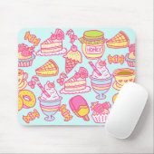 Süßbäckerei und Getränke blau Mousepad (Mit Mouse)