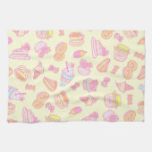 Süßbäckerei und Getränke gelb Geschirrtuch (Horizontal)