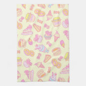 Süßbäckerei und Getränke gelb Geschirrtuch (Vertikal)