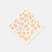 Süßbäckerei und Getränke gelb Serviette (Ecke)