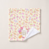 Süßbäckerei und Getränke Gelbbadetücher Set (Waschlappen)