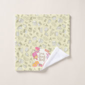 Süßbäckerei und Getränke grün Badhandtuch Set (Waschlappen)