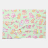 Süßbäckerei und Getränke grün Geschirrtuch (Horizontal)