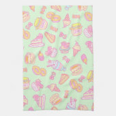Süßbäckerei und Getränke grün Geschirrtuch (Vertikal)
