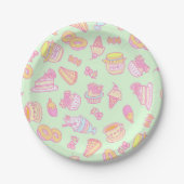 Süßbäckerei und Getränke grün Pappteller (Vorderseite)