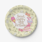 Süßbäckerei und Getränke grün Pappteller (Vorderseite)