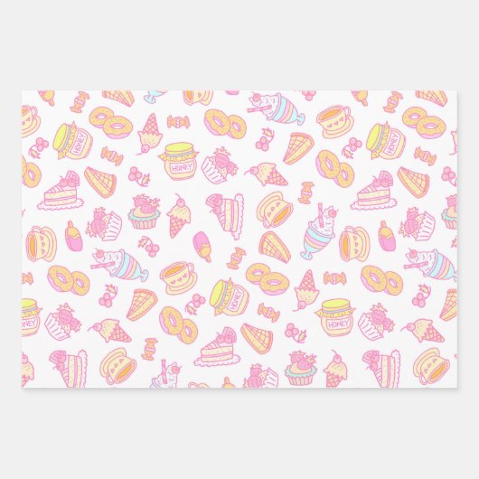 Süßbäckerei und Getränke weiß Geschenkpapier Set (Vorderseite 3)