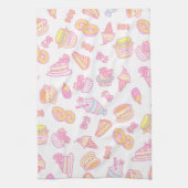 Süßbäckerei und Getränke weiß Geschirrtuch (Vertikal)