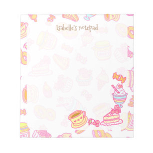 Süßbäckerei und Getränke weiß Notizblock