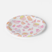 Süßbäckerei und Getränke weiß Pappteller (Schrägansicht)