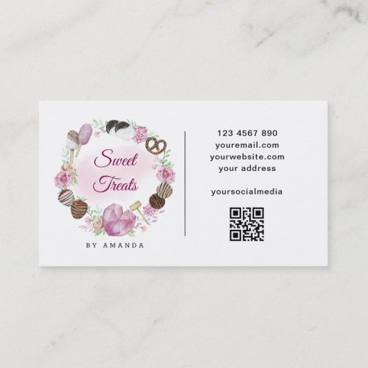 Süßbackwaren QR-Code-Visitenkarte Visitenkarte (Rückseite)