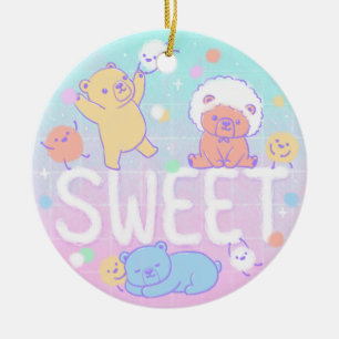 Süßbären mit flauschigen Monstern Keramik Ornament