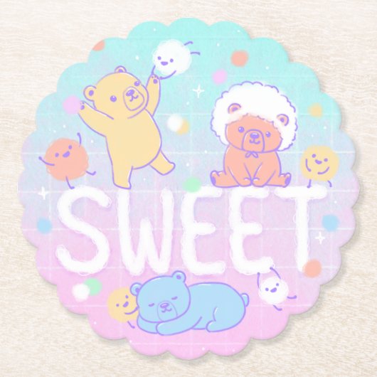 Süßbären mit flauschigen Monstern Untersetzer (Vorderseite)