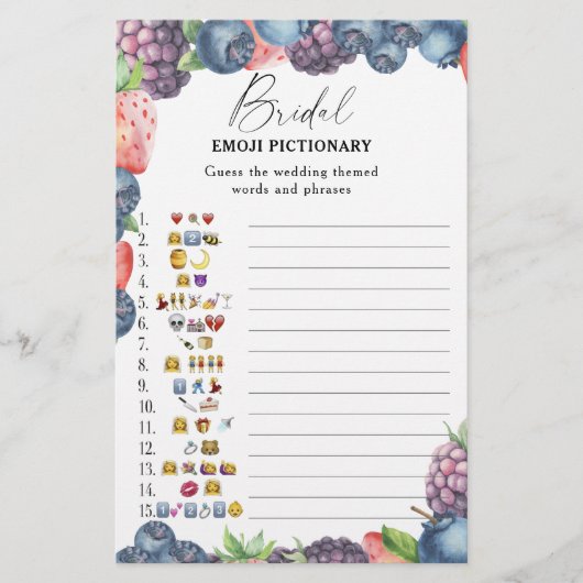 Süßbeere - Brautparty Emoji-Picknickspiel (Vorderseite)