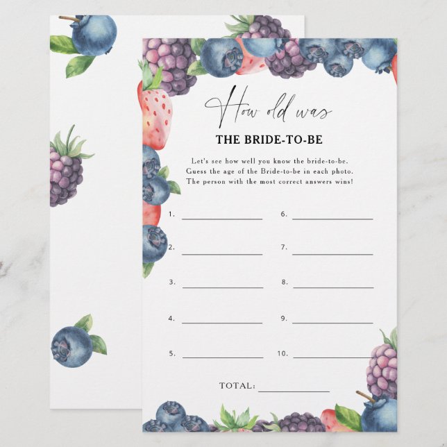 Süßbeere - Wie alt war die Braut, um Wild zu sein (Vorne/Hinten)