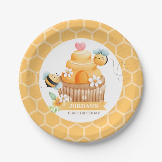 Süßbiene Birthday Classic Paper Teller (Vorderseite)