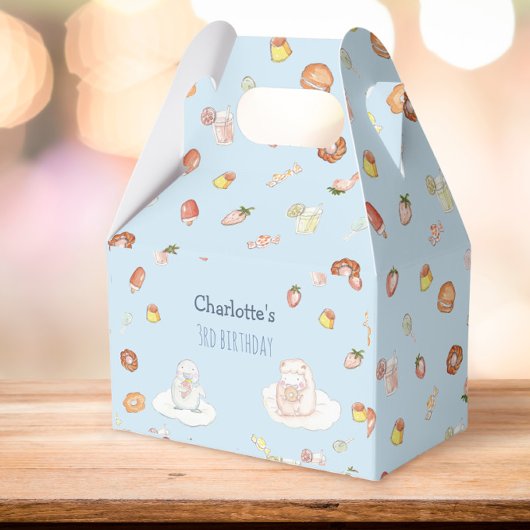 Süßblaue Aquarelldesserts Kindergeburtstag Geschenkschachtel