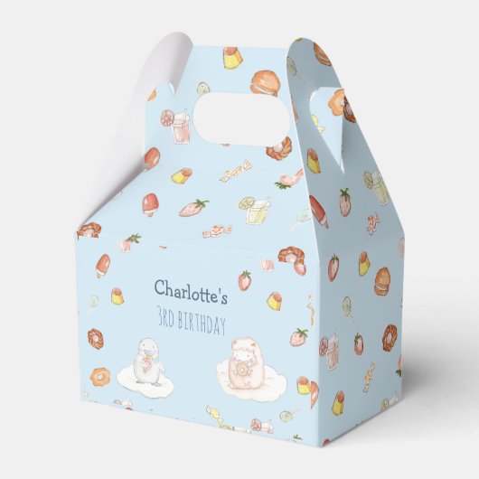 Süßblaue Aquarelldesserts Kindergeburtstag Geschenkschachtel (Vorderseite)