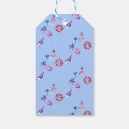 Süßblauer Bonbons Geburtstag Geschenkanhänger (Rückseite)