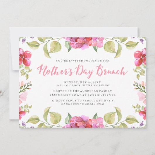 Süßblüten Muttertagsbrunch Einladung (Vorderseite)