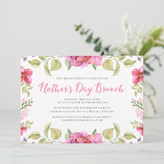 Süßblüten Muttertagsbrunch Einladung (Stehend Vorderseite)