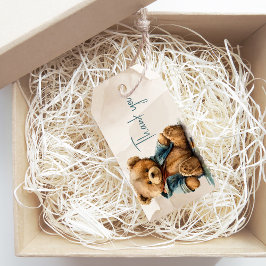 Süßbraune Aquarellteddytasche Baby Dusche Geschenkanhänger