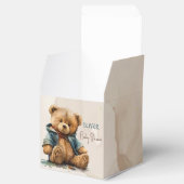 Süßbraune Aquarellteddytasche Baby Dusche Geschenkschachtel (Geöffnet)