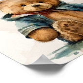 Süßbraune Aquarellteddytasche Baby Dusche Poster (Ecke)