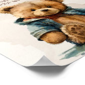 Süßbraune Aquarellteddytasche Baby Dusche Poster (Ecke)