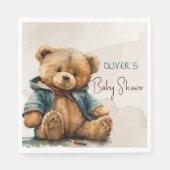 Süßbraune Aquarellteddytasche Baby Dusche Serviette (Vorderseite)
