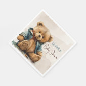 Süßbraune Aquarellteddytasche Baby Dusche Serviette (Ecke)