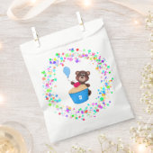 Süßbrauner Bär Blauer Cupcake Geburtstag Geschenktütchen (Ausgeschnitten)