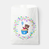 Süßbrauner Bär Blauer Cupcake Geburtstag Geschenktütchen (Vorderseite)