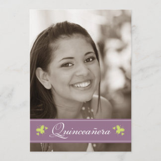 Süßbutterfliegen Quinceanera-Einladung (Lila) Einladung