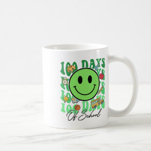 Süße 100 Tage Schule Grüner Lehrer Lächeln Gesicht Kaffeetasse