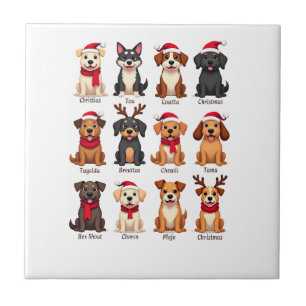 Süße 12 Hunde Xmas Lustige Hunde Liebhaber Weihnac Fliese