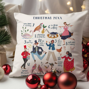 Süße 12 Tage Weihnachten Klassische Illustration Kissen