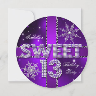 Süße 13 13. Geburtstag Lila Winter Wonderland Einladung
