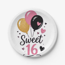 Süße 16 Ballons Papierplatte Pappteller