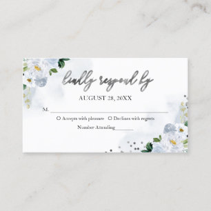 Süße 16 Blau Aquarell Blumen RSVP-Einlagekarte Visitenkarte