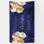 Süße 16 blaue Goldballons Party Banner (Vertikal)