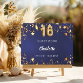 Süße 16 blaue goldene Sterne Gästebuch