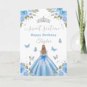 Süße 16 Blaue Prinzessin Blonde Mädchen Karte