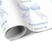 Süße 16 blaue Schleife Perlen Geschenkpapier (Rolleneckpunkt)