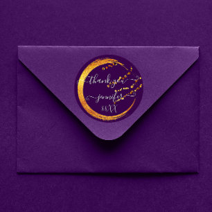 Süße 16. Dankeschön-Date Brautpurpur Goldhonig Runder Aufkleber